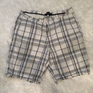 Plaid white, blue and black Men's Shorts